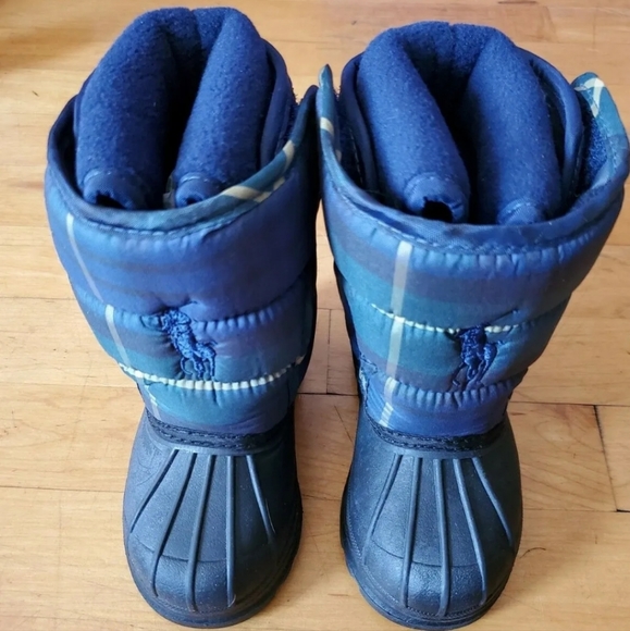 Polo Ralph Lauren Toddlers Size 5 Navy Plaid Hamil Ten Winter Boots - Picture 1 of 11